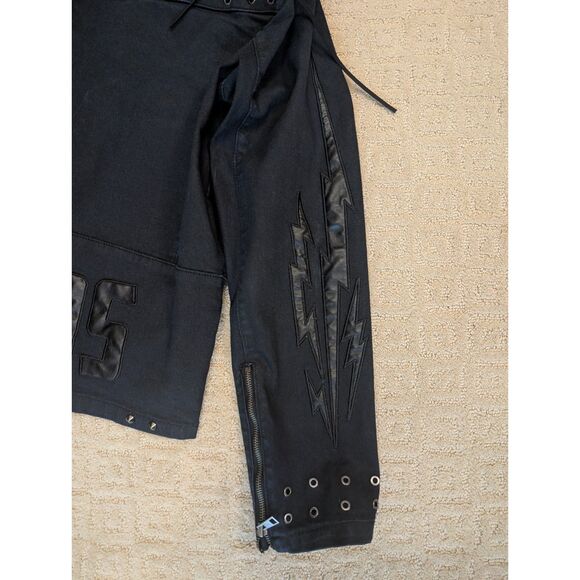 Iro-Ochi Jacket Mens Large Indigo Denim Moto Studded Chaos Handcrafted - Picture 8 of 15